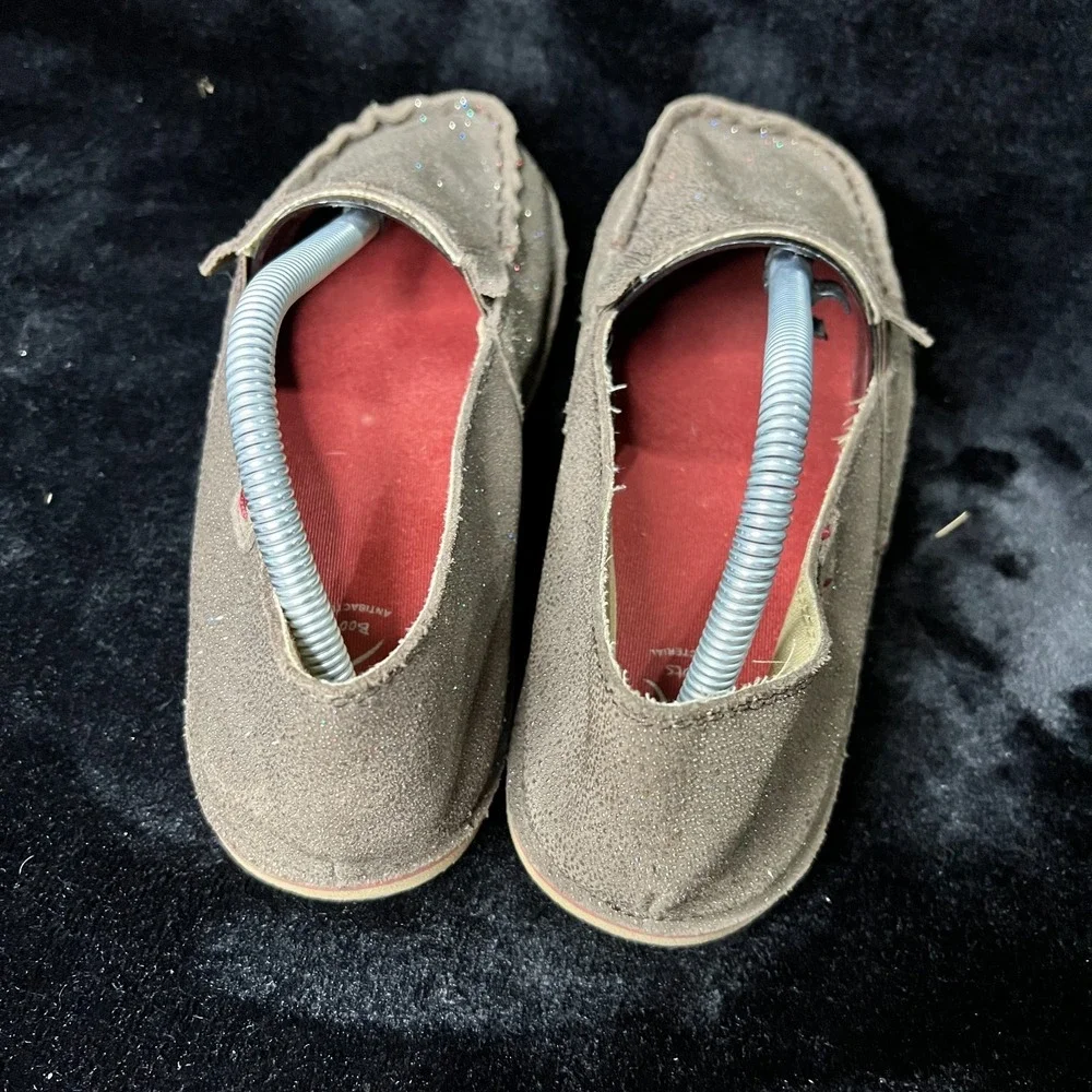 Twisted X‎ YCL0003 Girls 6 M Loafers Shoes Chocolate Shimmer Leather Slip On